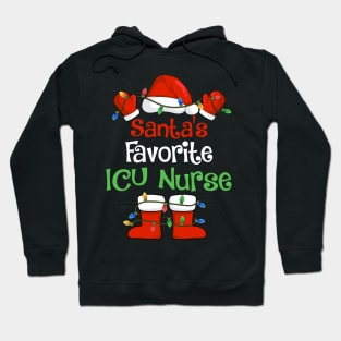 Santa's Favorite ICU Nurse Funny Christmas Pajamas Hoodie